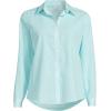 Lands’ End Women’s Pinwale Cord Long Sleeve Shirt(Bright Aqua Breeze Mini Stripe)