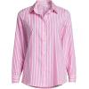 Lands’ End Women’s Pinwale Cord Long Sleeve Shirt(White/Apple Blossom Stripe)