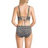 Lands’ End Women’s Plunge Bikini Top(Black Leopard)