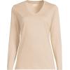 Lands’ End Women’s Relaxed American-Grown Supima Cotton Long Sleeve V-Neck T-Shirt(French Pecan Heather)