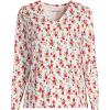 Lands’ End Women’s Relaxed American-Grown Supima Cotton Long Sleeve V-Neck T-Shirt(Ivory Mini Poppy Floral)