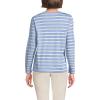 Lands’ End Women’s Relaxed American-Grown Supima Cotton Long Sleeve V-Neck T-Shirt(Light Sea Blue Multi Stripe)