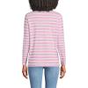 Lands’ End Women’s Relaxed American-Grown Supima Cotton Long Sleeve V-Neck T-Shirt(Seaside Pink Multi Stripe)