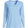 Lands’ End Women’s Relaxed American-Grown Supima Cotton Long Sleeve V-Neck T-Shirt(Soft True Blue Heather)
