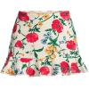 Lands’ End Women’s Ruffle Hem Mini Swim Skirt(Egret/Poppy Floral)