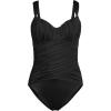 Lands’ End Women’s Smoothing Sweetheart Shirred One Piece(Black)