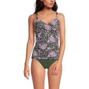 Lands’ End Women’s Chlorine Resistant Wrap Tankini Swimsuit Top(Orchid Meadow Ditsy Floral)