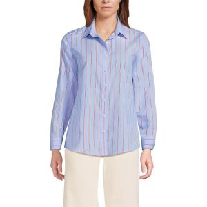 Lands’ End Women’s Pinwale Cord Long Sleeve Shirt(Light Sea Blue Rail Stripe)