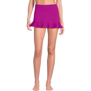Lands’ End Women’s Ruffle Hem Mini Swim Skirt(Crimson Rose)