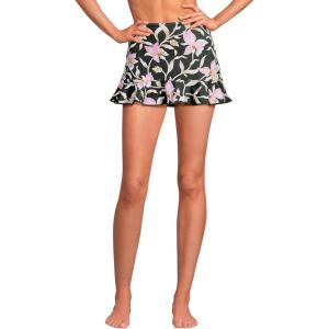 Lands’ End Women’s Ruffle Hem Mini Swim Skirt(Tropic Floral/Rich Olive)