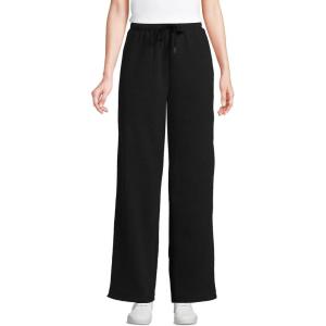 Lands’ End Women’s Serious Sweats High Rise Relaxed Straight Leg Pants(Black)