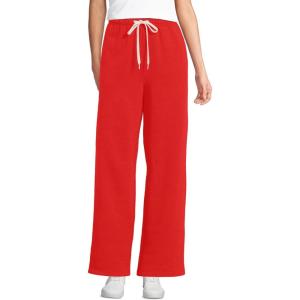 Lands’ End Women’s Serious Sweats High Rise Relaxed Straight Leg Pants(Coral Red)