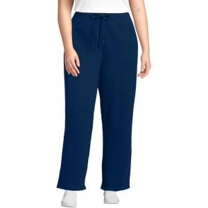 Lands’ End Women’s Serious Sweats High Rise Relaxed Straight Leg Pants(Deep Sea Navy)