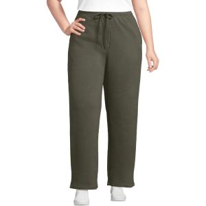 Lands’ End Women’s Serious Sweats High Rise Relaxed Straight Leg Pants(Forest Moss)