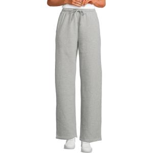 Lands’ End Women’s Serious Sweats High Rise Relaxed Straight Leg Pants(Gray Heather)