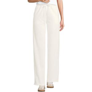 Lands’ End Women’s Serious Sweats High Rise Relaxed Straight Leg Pants(Ivory)