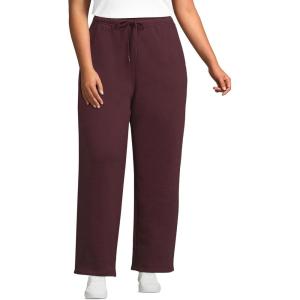 Lands’ End Women’s Serious Sweats High Rise Relaxed Straight Leg Pants(Lush Burgundy)