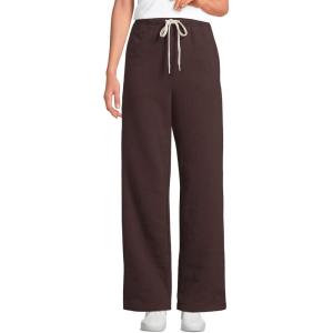 Lands’ End Women’s Serious Sweats High Rise Relaxed Straight Leg Pants(Rich Seal Brown)