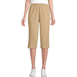 Lands’ End Women’s Sport Knit High Rise Elastic Waist Capri Pants(French Pecan Heather)