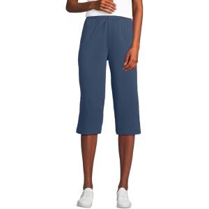 Lands’ End Women’s Sport Knit High Rise Elastic Waist Capri Pants(Nightfall Blue)