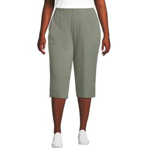 Lands’ End Women’s Sport Knit High Rise Elastic Waist Capri Pants(Sage)