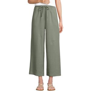 Lands’ End Women’s Sport Knit Pull On Drawstring Wide Leg Crop Pants(Sage)