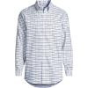 Lands’ End Men’s Traditional Fit Solid No Iron American-Grown Supima Oxford Dress Shirt(Oasis Blue/Navy Plaid)