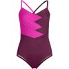 Lands’ End Women’s Slender Suit V-Neck Pleated X-Back One Piece Swimsuit Adjustable Straps(Crimson Rose/Wine)