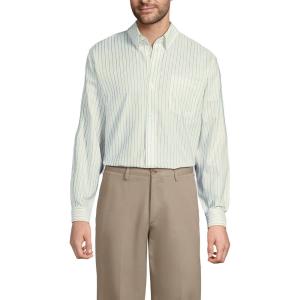 Lands’ End Men’s Traditional Fit Solid No Iron American-Grown Supima Oxford Dress Shirt(Tranquil Yellow Stripe)
