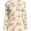 Lands’ End Women’s Cotton Rib Knit T-Shirt(Champagne Graphic Floral)