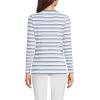 Lands’ End Women’s Cotton Rib Knit T-Shirt(Ivory/Teal Blue Multi Stripe)
