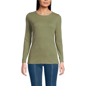 Lands’ End Women’s Cotton Rib Knit T-Shirt(Simply Olive)