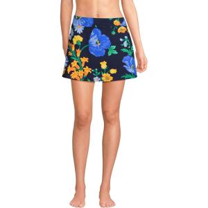 Lands’ End Women’s Swim Skirt Swim Bottoms(Navy/Exploded Poppy Floral)
