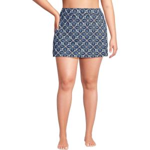 Lands’ End Women’s Swim Skirt Swim Bottoms(Seashell Geo/Navy)