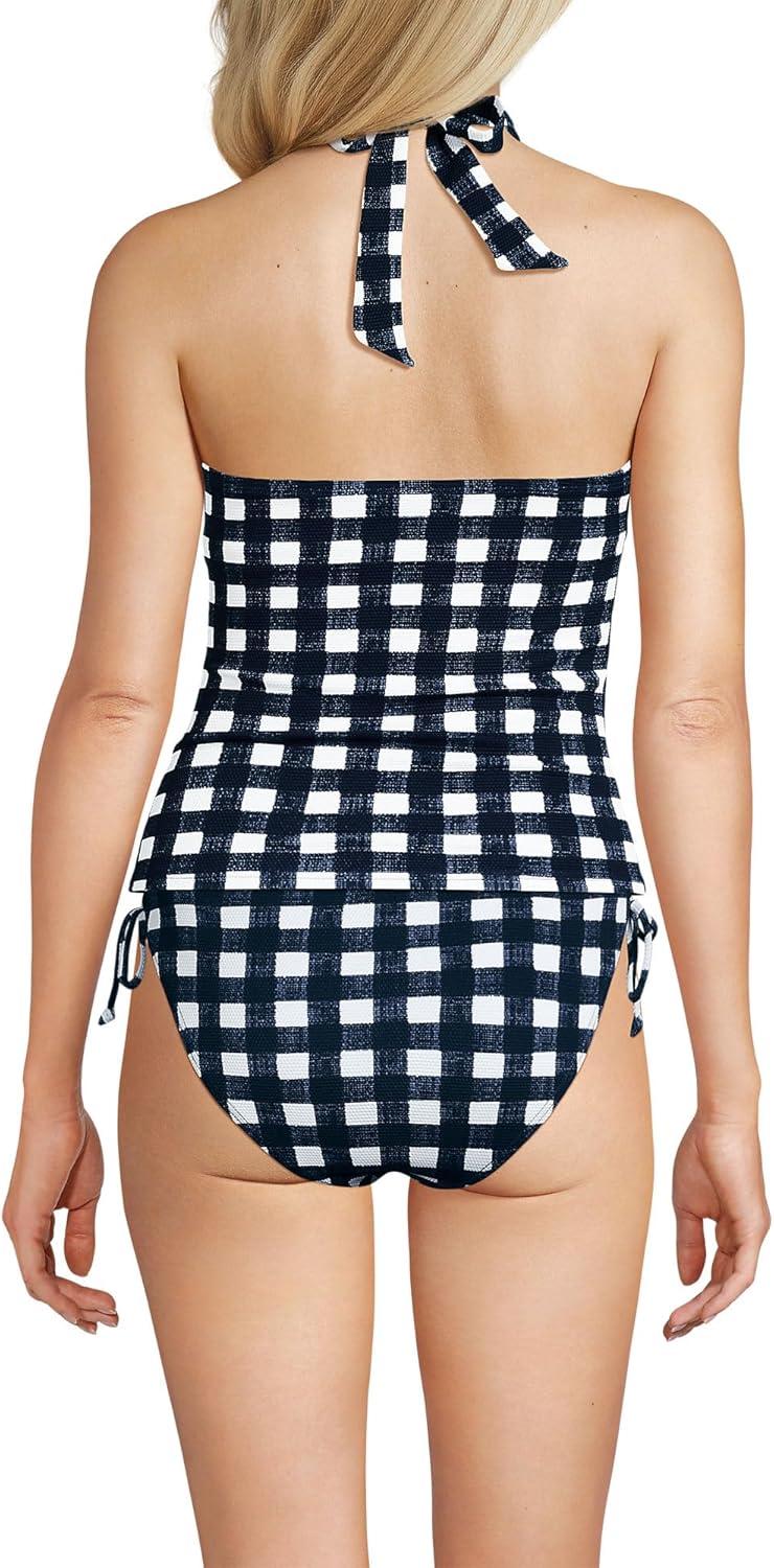 imageLands End Womens Twist Halter Tankini TopNavy Gingham Pique