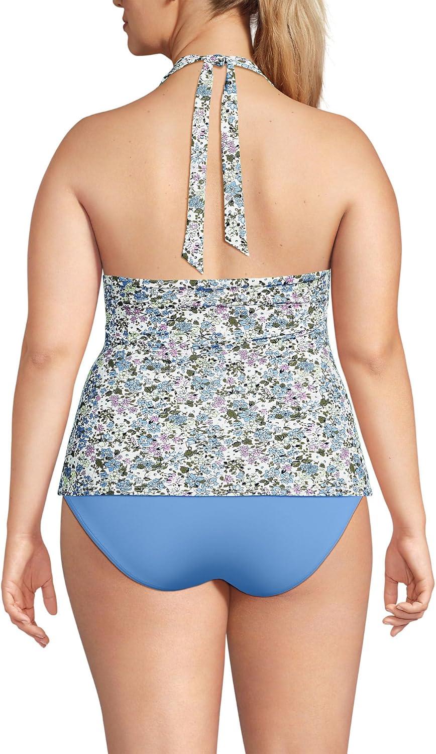 imageLands End Womens Twist Halter Tankini TopWhiteLilac Multi Ditsy Floral