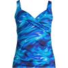Lands’ End Women’s Chlorine Resistant Wrap Tankini Swimsuit Top(Electric Blue Multi/Swirl)