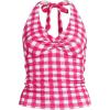 Lands’ End Women’s Twist Halter Tankini Top(Azalea Pink Gingham Pique)