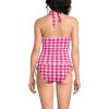Lands’ End Women’s Twist Halter Tankini Top(Azalea Pink Gingham Pique)