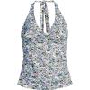 Lands’ End Women’s Twist Halter Tankini Top(White/Lilac Multi Ditsy Floral)