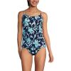 Lands’ End Women’s Tugless Quickdry Adjustable Strappy Back Tankini Top(Tropic Floral/Navy)