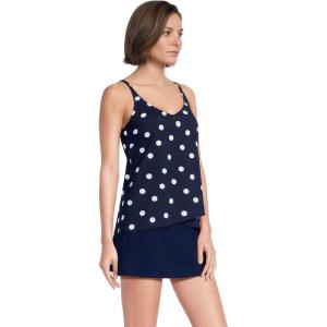 Lands’ End Women’s Tulip Hem Tankini Top(Deep Sea Navy Polka Dot)