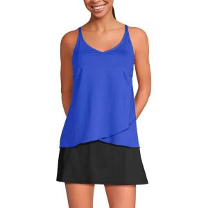 Lands’ End Women’s Tulip Hem Tankini Top(Galaxy Blue)
