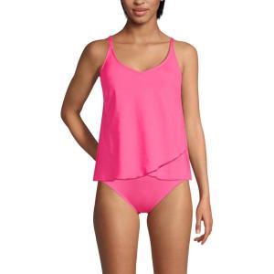 Lands’ End Women’s Tulip Hem Tankini Top(Pink Azalea)