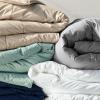 Lands’ End Solid Essential Pureloft Box Comforter Toast Twin(White)