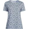 Lands’ End Women’s Relaxed American-Grown Supima Cotton Crew Neck T-Shirt(Navy/Clear Blue Ditsy Floral)