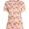 Lands’ End Women’s Relaxed American-Grown Supima Cotton Crew Neck T-Shirt(White Multi Painted Blooms)