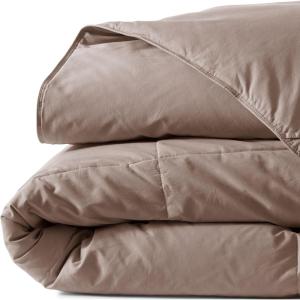 Lands’ End Solid Essential Pureloft Box Comforter Toast Twin(Toast)