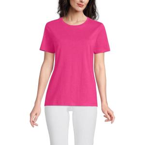 Lands’ End Women’s Relaxed American-Grown Supima Cotton Crew Neck T-Shirt(Cherry Fuchsia)