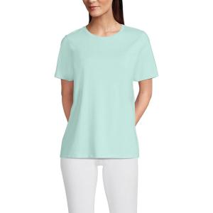 Lands’ End Women’s Relaxed American-Grown Supima Cotton Crew Neck T-Shirt(Pale Sky)